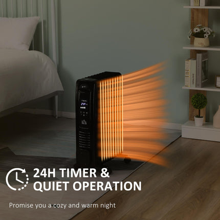 2000W Digital Oil Filled Radiator, 9 Fin, Portable Electric Heater with LED Disp