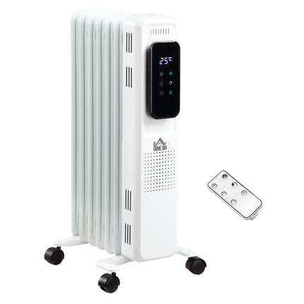 1630W 7-Fin Oil Filled Radiator with LED Display, Timer & Remote Control - White
