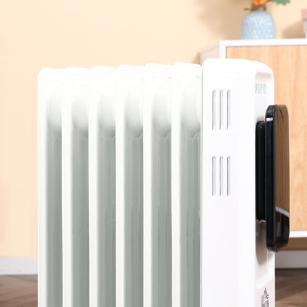 1630W 7-Fin Oil Filled Radiator with LED Display, Timer & Remote Control - White