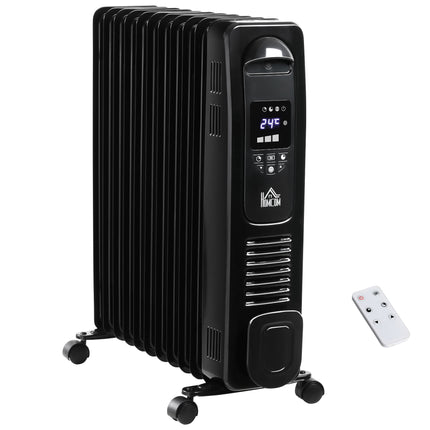 2500W Digital Display Oil Filled Radiator, 11 Fin Portable Electric Heater with