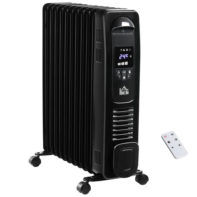 2500W Digital Display Oil Filled Radiator, 11 Fin Portable Electric Heater with