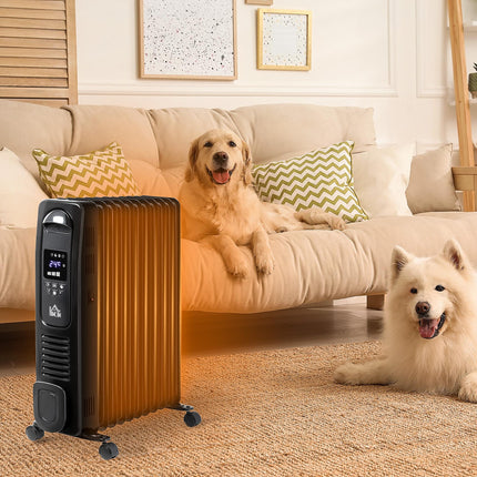 2500W Digital Display Oil Filled Radiator, 11 Fin Portable Electric Heater with