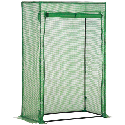 Steel Frame Mini Greenhouse with PE Cover and Roll-Up Door - Green