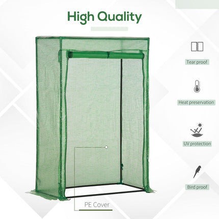Steel Frame Mini Greenhouse with PE Cover and Roll-Up Door - Green