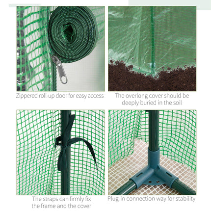 Steel Frame Mini Greenhouse with PE Cover and Roll-Up Door - Green