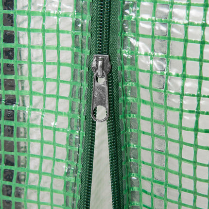 Steel Frame Mini Greenhouse with PE Cover and Roll-Up Door - Green