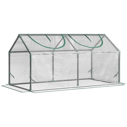 Mini Greenhouse Plant Shelter with Zippered Roll-Up Windows - Clear