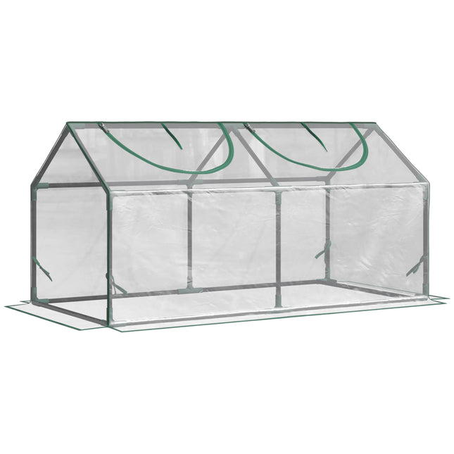 Mini Greenhouse Plant Shelter with Zippered Roll-Up Windows - Clear