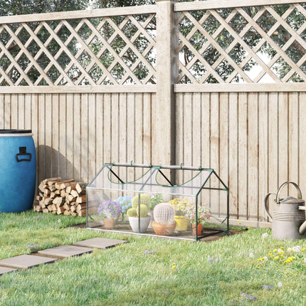 Mini Greenhouse Plant Shelter with Zippered Roll-Up Windows - Clear