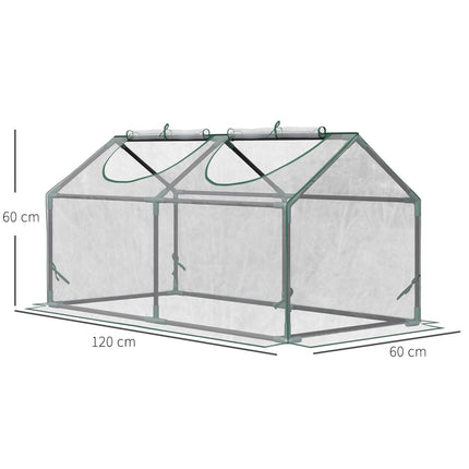 Mini Greenhouse Plant Shelter with Zippered Roll-Up Windows - Clear