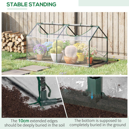 Mini Greenhouse Plant Shelter with Zippered Roll-Up Windows - Clear