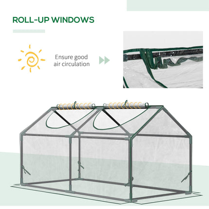 Mini Greenhouse Plant Shelter with Zippered Roll-Up Windows - Clear