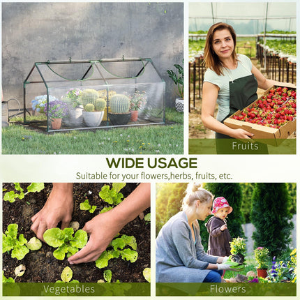 Mini Greenhouse Plant Shelter with Zippered Roll-Up Windows - Clear