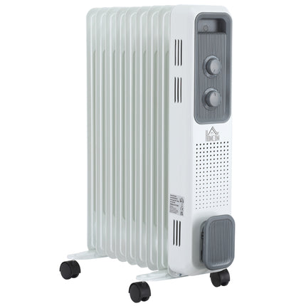 2180W Portable Oil Filled Radiator with 24-Hour Timer, 3 Heat Settings & Adjustable Thermostat - White
