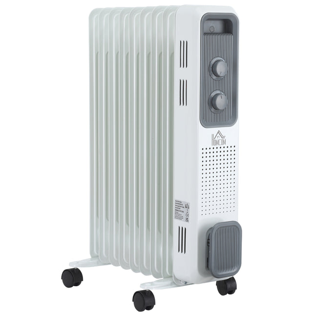2180W Portable Oil Filled Radiator with 24-Hour Timer, 3 Heat Settings & Adjustable Thermostat - White