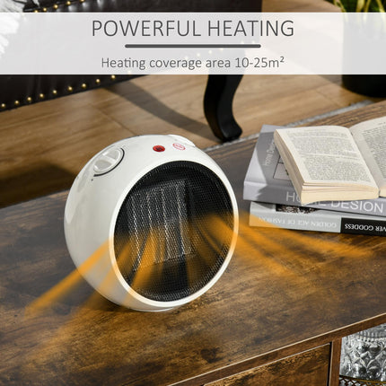 Ceramic Small Space Heater 900W/1500W with 3 Heat Modes & Safety Protection - White