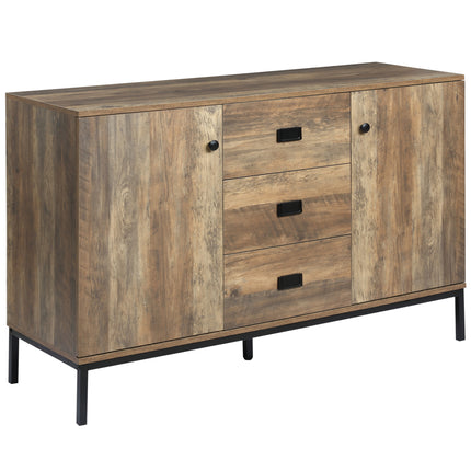 Industrial Sideboard Storage Cabinet with Drawers & Adjustable Shelves - Distressed Brown