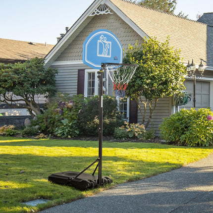 Adjustable Basketball Hoop and Stand, with Wheels and Weight Base, Blue