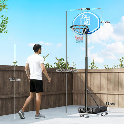 Adjustable Basketball Hoop and Stand, with Wheels and Weight Base, Blue