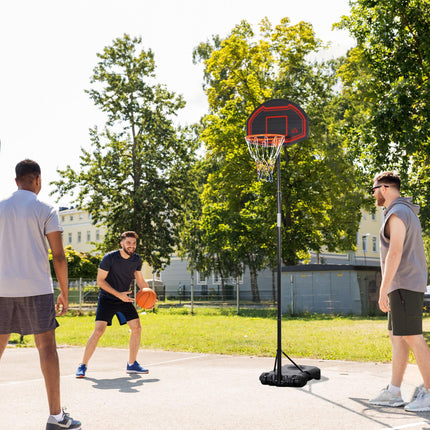Adjustable Basketball Hoop Stand with Wheels and Stable Base - Black White Red