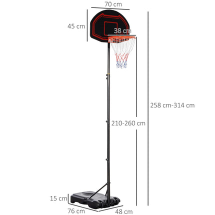 Adjustable Basketball Hoop Stand with Wheels and Stable Base - Black White Red