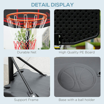 Adjustable Basketball Hoop Stand with Wheels and Stable Base - Black White Red