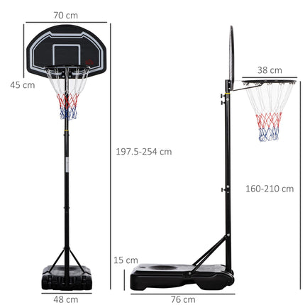 Adjustable Basketball Hoop and Stand with Wheels and Weight Base - Black