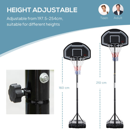 Adjustable Basketball Hoop and Stand with Wheels and Weight Base - Black