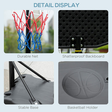 Adjustable Basketball Hoop and Stand with Wheels and Weight Base - Black
