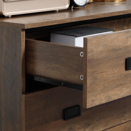 4-Drawer Chest of Drawers Storage Organizer with Metal Frame - Brown