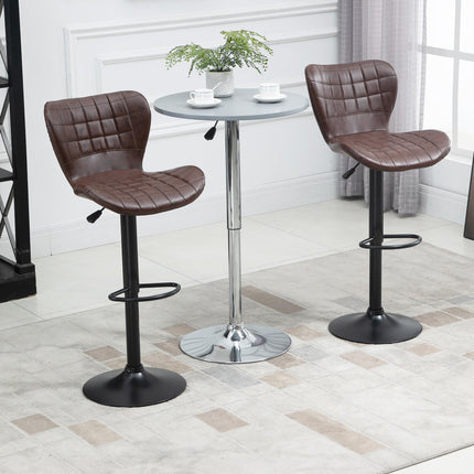 Adjustable Height Swivel Bar Stools Set of 2 with Padded Seats - Brown