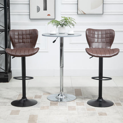 Adjustable Height Swivel Bar Stools Set of 2 with Padded Seats - Brown