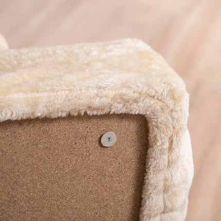 4-Step Dog Stairs with Washable Plush Cover for Small Dogs and Cats - Beige