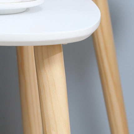 Modern Triangular Nest Side Table Set of 2 with Solid Wood Legs - White
