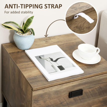 Retro Bedside Table with 2 Drawers Faded Industrial Design - Black