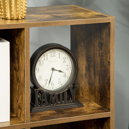 Industrial Style 6-Compartment Storage Shelf Bookcase Freestanding - Rustic Brown
