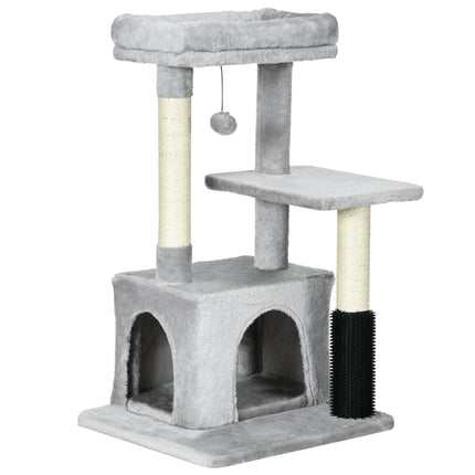Cat Tree Tower Climbing Activity Center with Sisal Scratching Post and Massage Toy 48x48x80cm - Light Grey