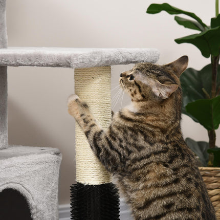 Cat Tree Tower Climbing Activity Center with Sisal Scratching Post and Massage Toy 48x48x80cm - Light Grey
