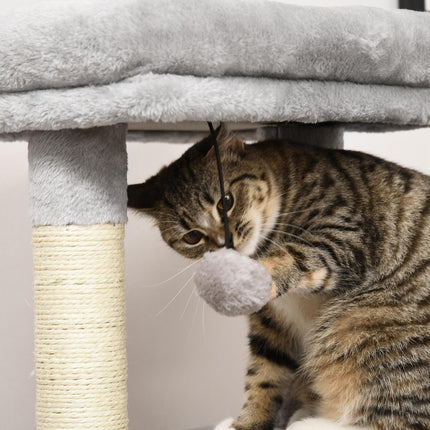 Cat Tree Tower Climbing Activity Center with Sisal Scratching Post and Massage Toy 48x48x80cm - Light Grey