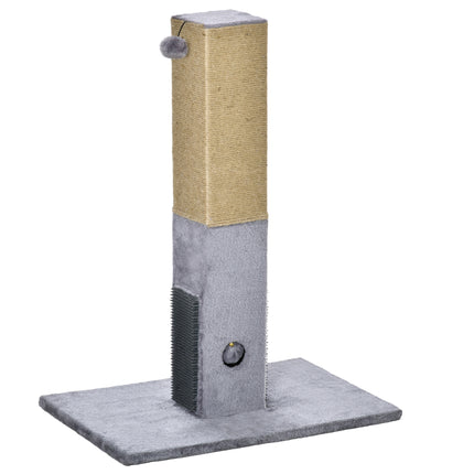 79cm Cat Scratching Post with Jute Climber, Carpet Base & Dangling Ball - Grey