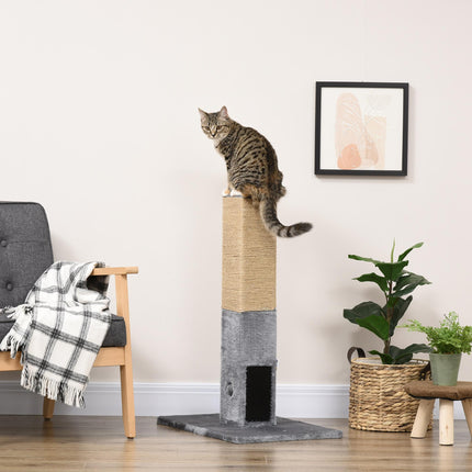 79cm Cat Scratching Post with Jute Climber, Carpet Base & Dangling Ball - Grey