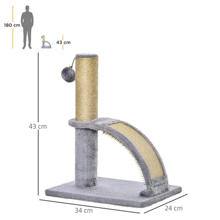 Indoor Cat Tree Climbing Activity Center with Jute Scratching Post & Hanging Bell Ball - Grey