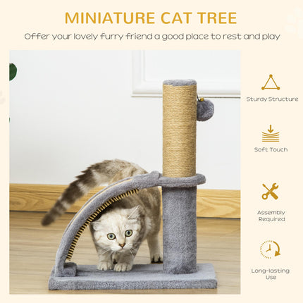 Indoor Cat Tree Climbing Activity Center with Jute Scratching Post & Hanging Bell Ball - Grey
