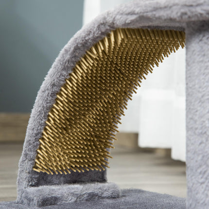 Indoor Cat Tree Climbing Activity Center with Jute Scratching Post & Hanging Bell Ball - Grey