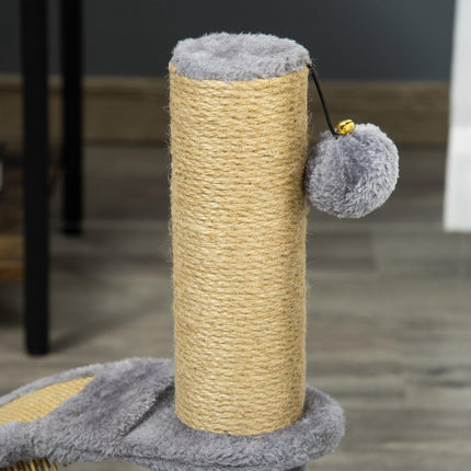 Indoor Cat Tree Climbing Activity Center with Jute Scratching Post & Hanging Bell Ball - Grey