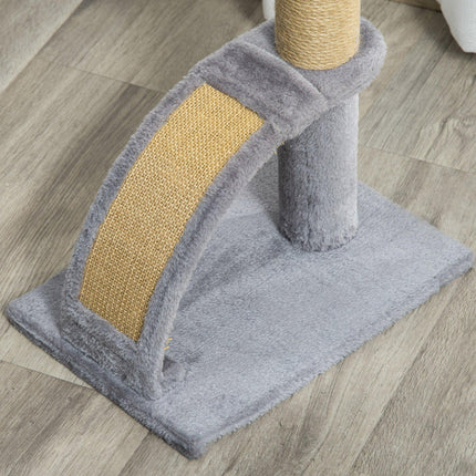 Indoor Cat Tree Climbing Activity Center with Jute Scratching Post & Hanging Bell Ball - Grey