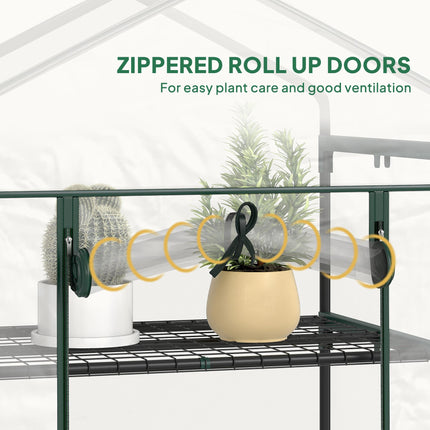 5 Tier Portable Greenhouse with Transparent PVC Cover and Metal Frame - Green