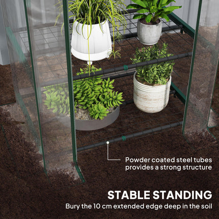 5 Tier Portable Greenhouse with Transparent PVC Cover and Metal Frame - Green