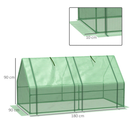 Portable Mini Greenhouse with Steel Frame and PE Cover Garden Tunnel - Green