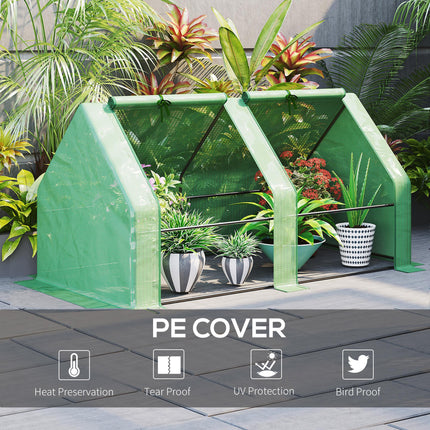 Portable Mini Greenhouse with Steel Frame and PE Cover Garden Tunnel - Green